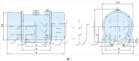 XVM-A振動(dòng)電機(jī)外形及安裝尺寸A